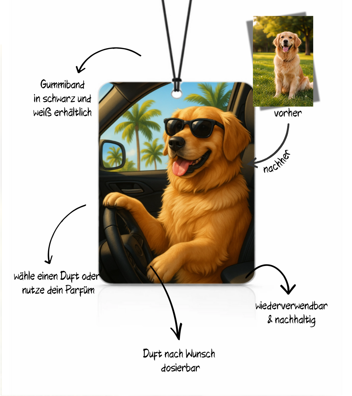 Hund am Steuer - Personalisierter Duftbaum