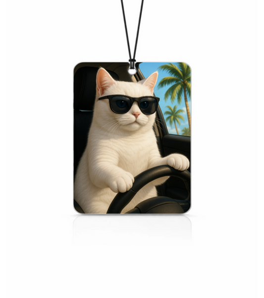 Katze am Steuer - Personalisierter Duftbaum